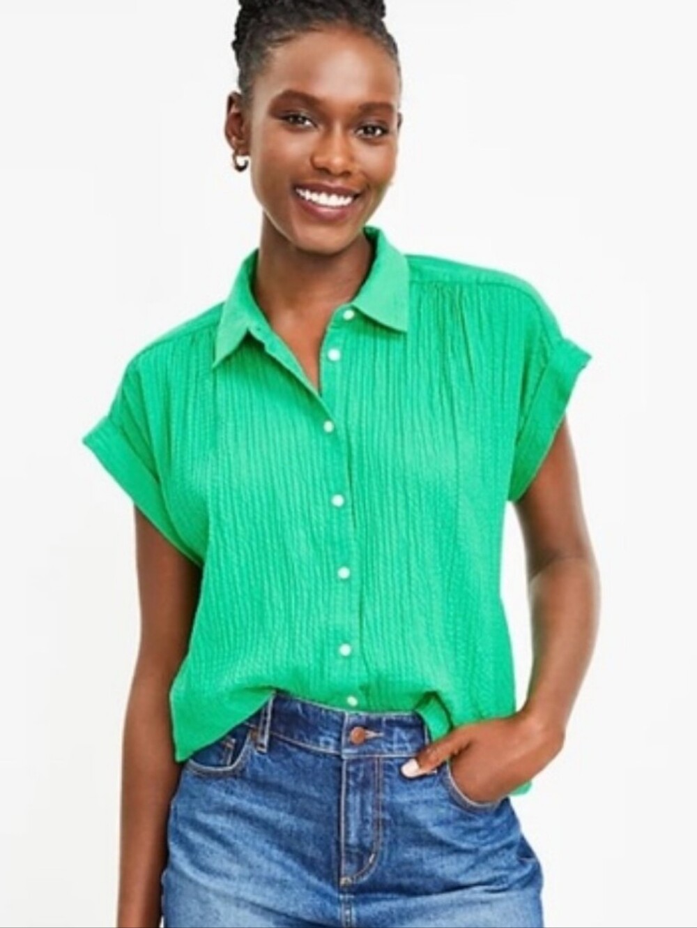 LOFT Crinkle Dolman Top, Size Large